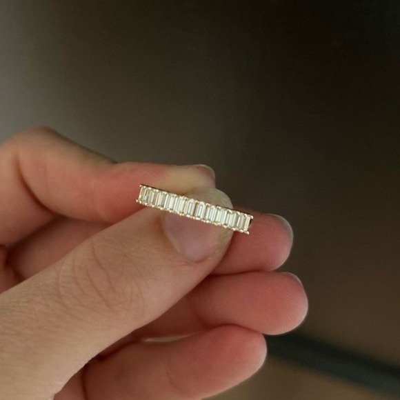 Jewelry - emerald cut half eternity band Moissanite ring